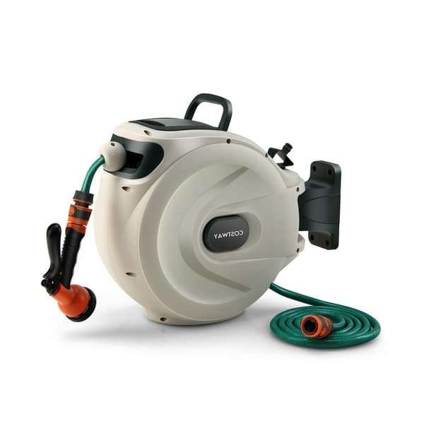 Wall Mounted Retractable Garden Hose Reel with Hose Nozzle - 16 x 8 x  14(L x W x H) - On Sale - Bed Bath & Beyond - 36068229