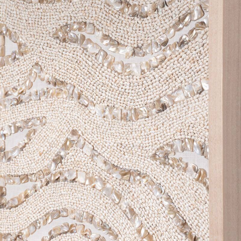 HUJI Handmade Pearl & Seashell Shadow Box Wall Decor for Bathroom Bedroom