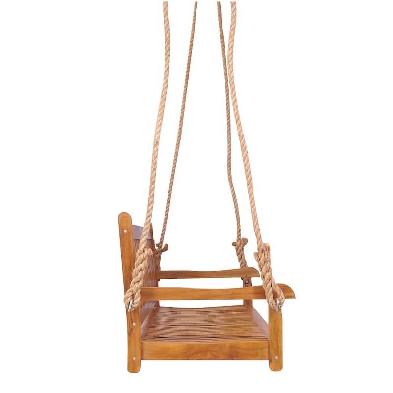 Chic Teak Elzas Teak Wood Outdoor Triple Porch Swing, 71 inch