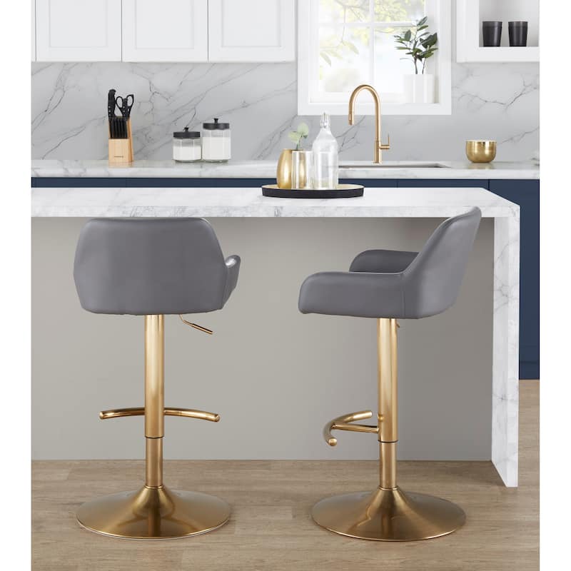 Silver Orchid Galotti Adjustable Bar Stool with Rounded T Footrest (Set of 2)