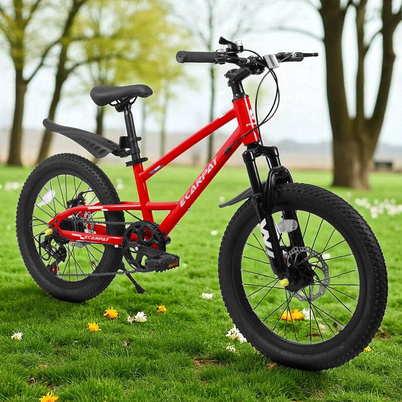 20 Inch Kids Mountain Bike with Front Suspension, 7-Speed, Steel Frame, Boys & Girls Ages 6-12 - Red
