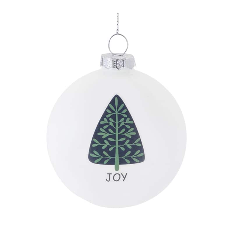 6Ct White Christmas Tree Sentiment Christmas Ball Ornaments 3.25" 83mm