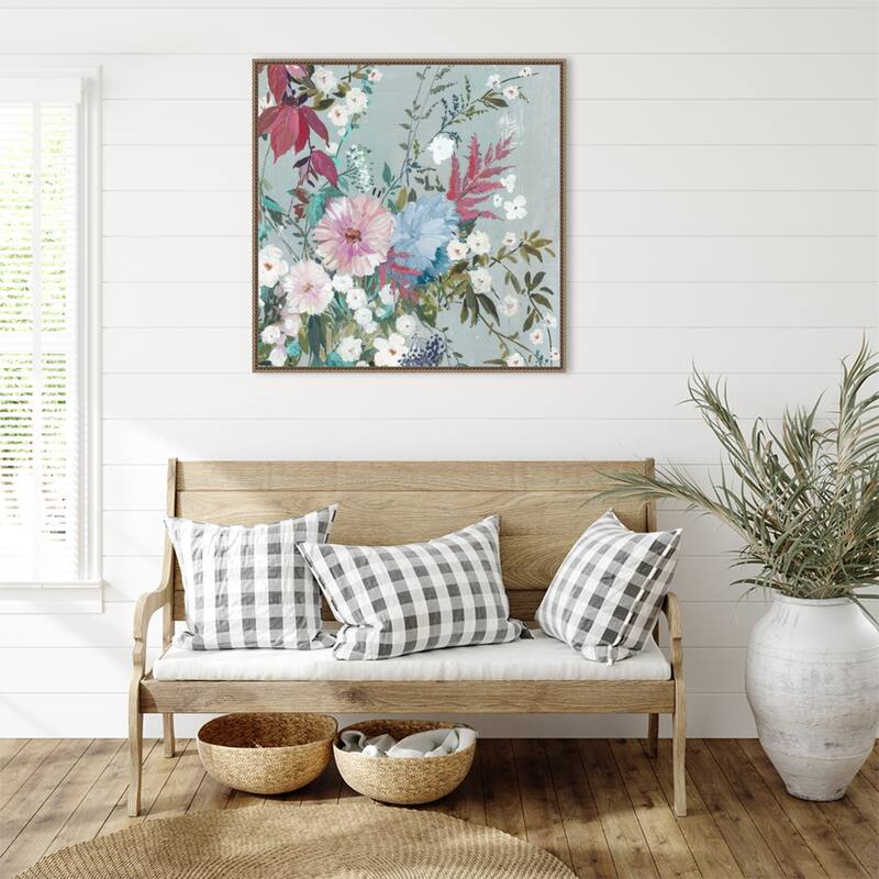 Floral Symphony in Soft Hues by PI Studio Framed Canvas Wall Art Print