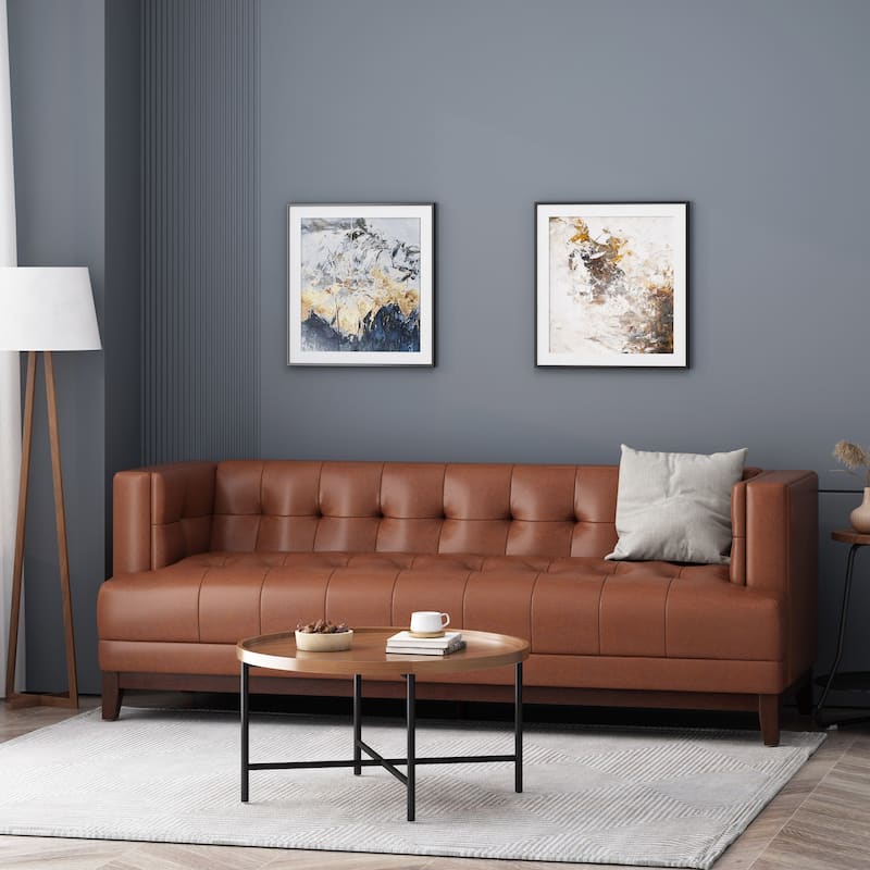 Raintree Upholstered Sofa by Christopher Knight Home - Espresso/ Cognac