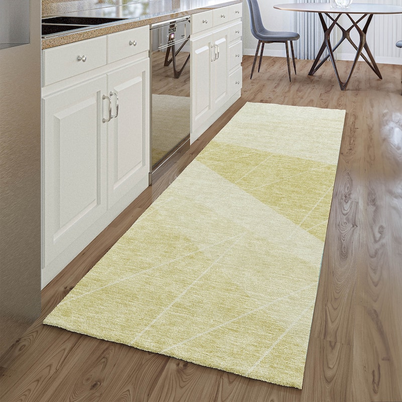 Premium Washable Super Soft Geo Abstract Mayfield Rug - Wheat - 2' 3" x 7' 6" - Runner
