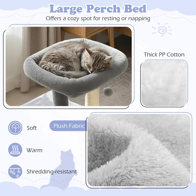 Gymax 19.5'' Small Cat Tree w/Large Padded Plush Perch Condo Sisal