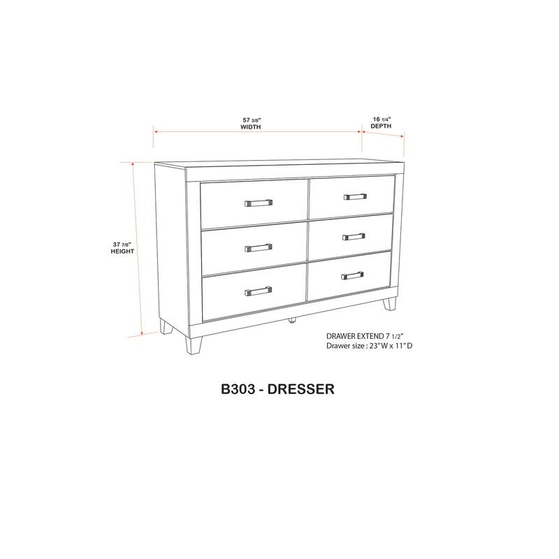 Biloxi Antique Natural Wood 6 Drawer Dresser and Mirror Set