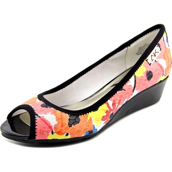 Anne Klein Sport Camrynne Women Open Toe Canvas Pink Wedge Heel