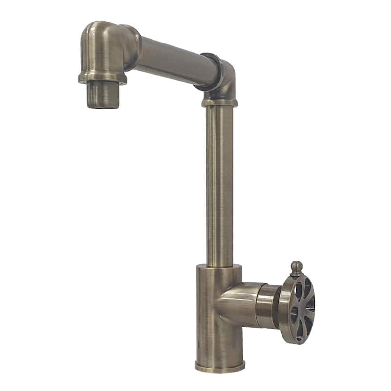 Kingston Brass Belknap Single-Handle 1-Hole Deck Mount Bathroom Faucet with Push Pop-Up - Antique Brass