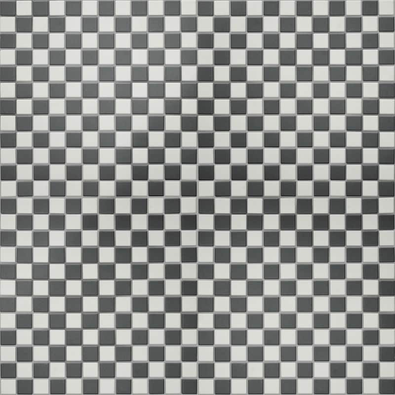Merola Tile Gotham 1" Square Unglazed Black and White Checkerboard 11-3/4" x 11-3/4" Porcelain Floor and Wall Tile