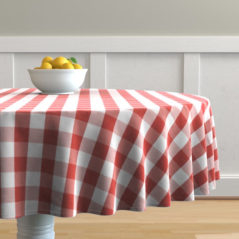 Fabstyles Country Check Cotton Tablecloth - Red - 60 RD