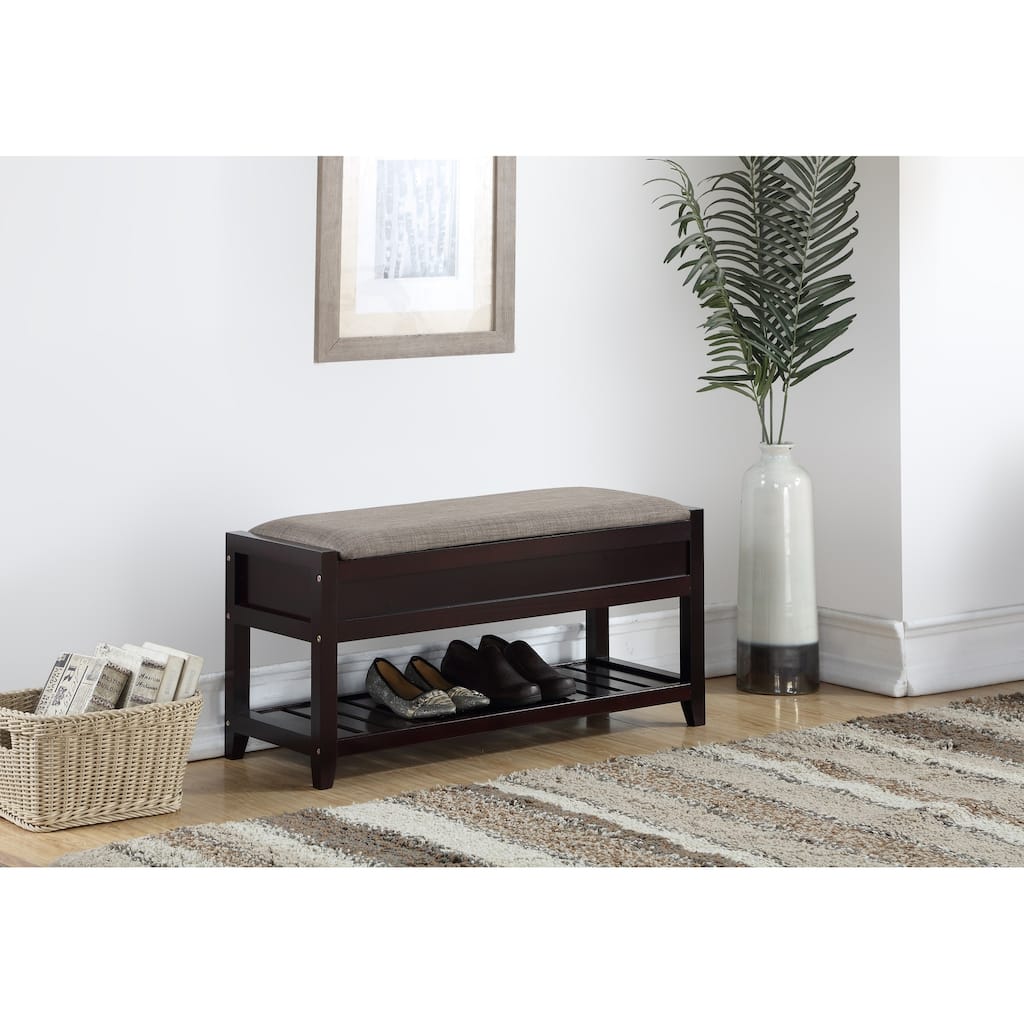 Anmytek Entryway Storage Bench with Flip Top Shoe Organizer Mudroom Seat Cushion - 35.43 in. W X 13.19 in. D X 18.11 in. H