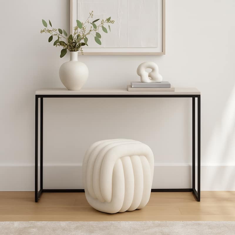 Resin Modern Sculptural Backless Stool - White, 18 in.