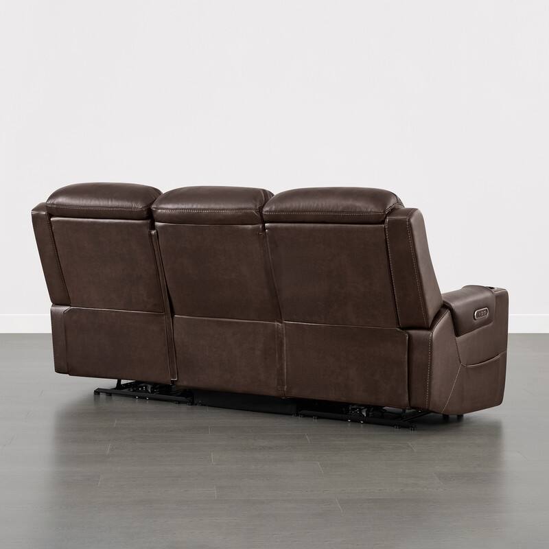 Spruce & Spring Genuine Leather Power Reclining Sofa with Wireless Charging