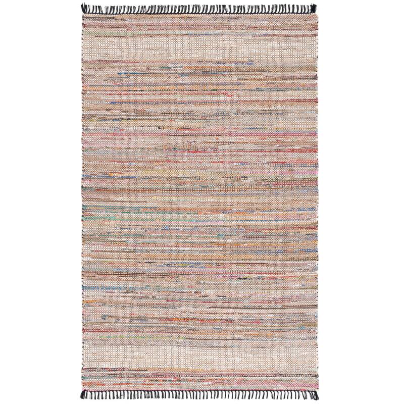 SAFAVIEH Handmade Cape Matsje Cod Denim & Jute Rug - 6' Square - Pink/Beige