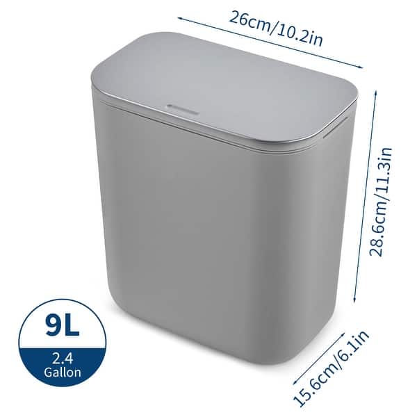 dimension image slide 2 of 6, 1.9 Gal/2.4 Gal Kitchen Compost Bin, Small Hanging Trash Can with Stainless Steel Lid