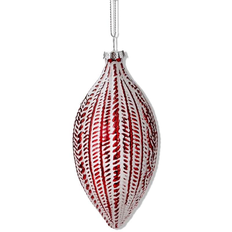 Antique Tall Red Drop Ornament - Glass Christmas Tree Decoration 3.5 in H x 3.25 in L x 3.25 in W