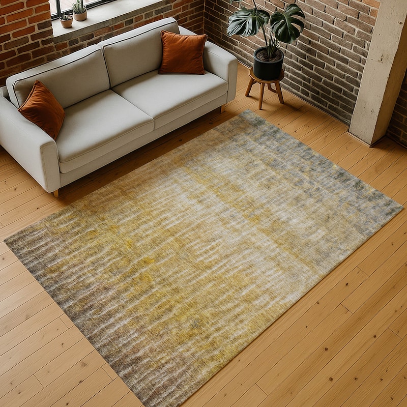 Machine Washable Indoor/ Outdoor Contemporary Ombre Chantille Rug