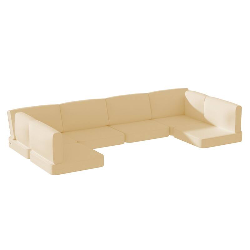 14-Piece Patio Furniture Sofa Cushions, 6-Seater Outdoor Cushion Set (Only Include Cusions，Not Sofa） - 25.6*25.6*4in