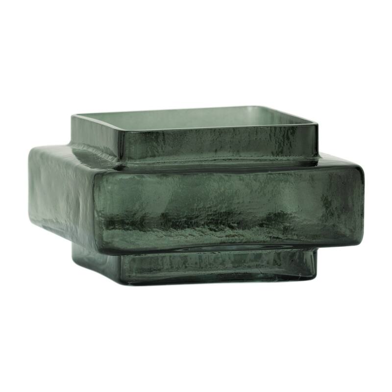 Extra Large Hammered Glass Tealight Holder - 4.5" - Green
