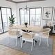 preview thumbnail 2 of 13, Ervilla Modern Stylish Side Chair with Rattan Back and White Steel Legs for Dining Room & Kitchen, Set of 4