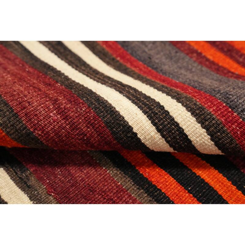 Hand Woven Oriental 100% Wool Carpet Southwestern Geometric Multi-Colored Kilim Area Rug - 10' 2'' X 5' 2''