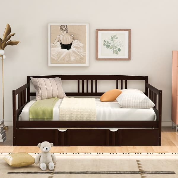 slide 2 of 11, Versatile Full Size Wooden Daybed with Twin Size Trundle, Espresso Espresso - Full