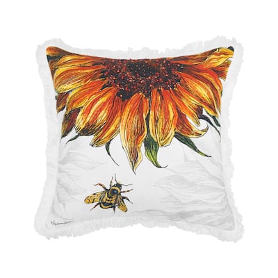 18" x 18" Botanical Sunflower Throw Pillow