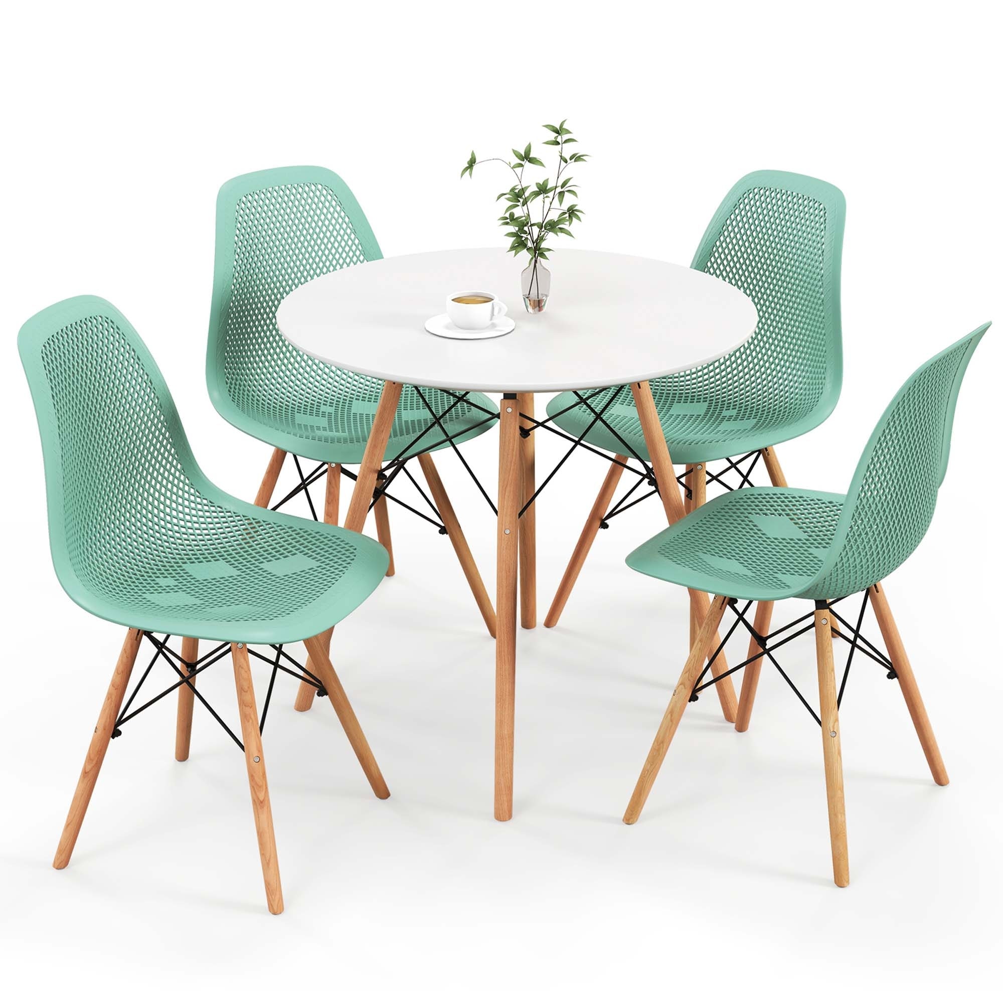 Costway 5 PCS Dining Table Set for 4 Persons Modern Round Table & 4 - See Details