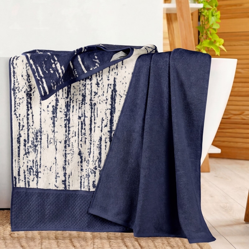Superior Modern Cotton 2 Piece Oversized Bath Sheet Set- Jacquard Solid & Abstract Patterned Mix