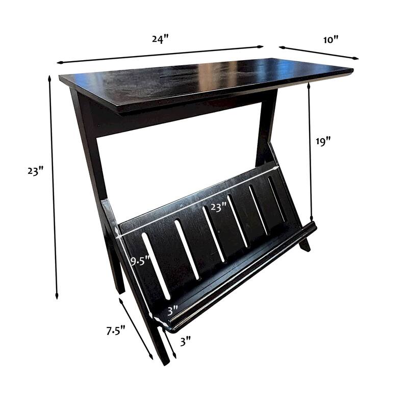 Acacia Wood K End Table with Display Rack