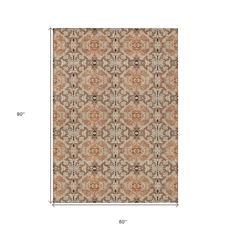 HomeRoots Medallion Transitional Rectangle Outdoor Rug