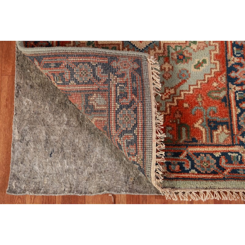 Light Green Heriz Serapi Oriental Runner Rug Handmade Wool Carpet - 2'6" x 7'10"