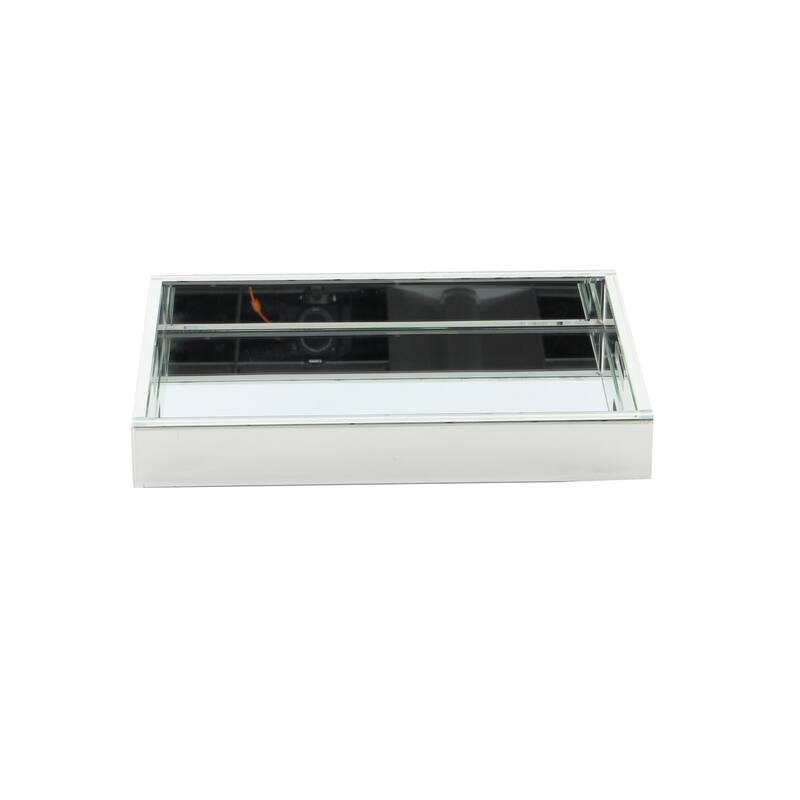 Silver Wooden Mirrored Tray