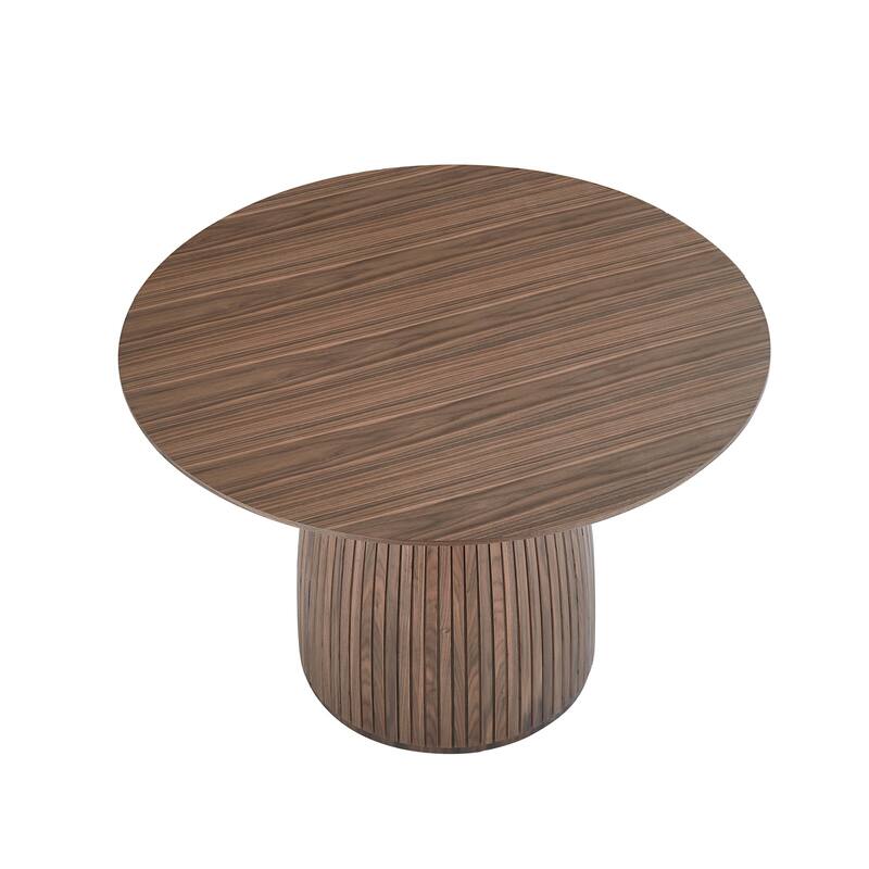 Round Dining Table Modern Wood Kitchen Table - Walnut