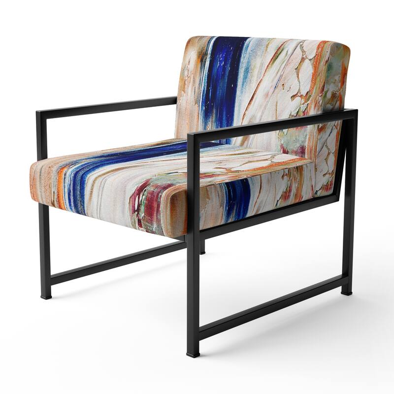 Designart "Colorful Abstract Painting Strokes II" Upholstered Modern Accent Chair and Arm Chair