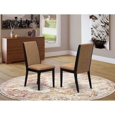 Parsons Dining Chairs Set of 2, Linen Fabric Kitchen Chairs with Light Sable & Black Legs - 20