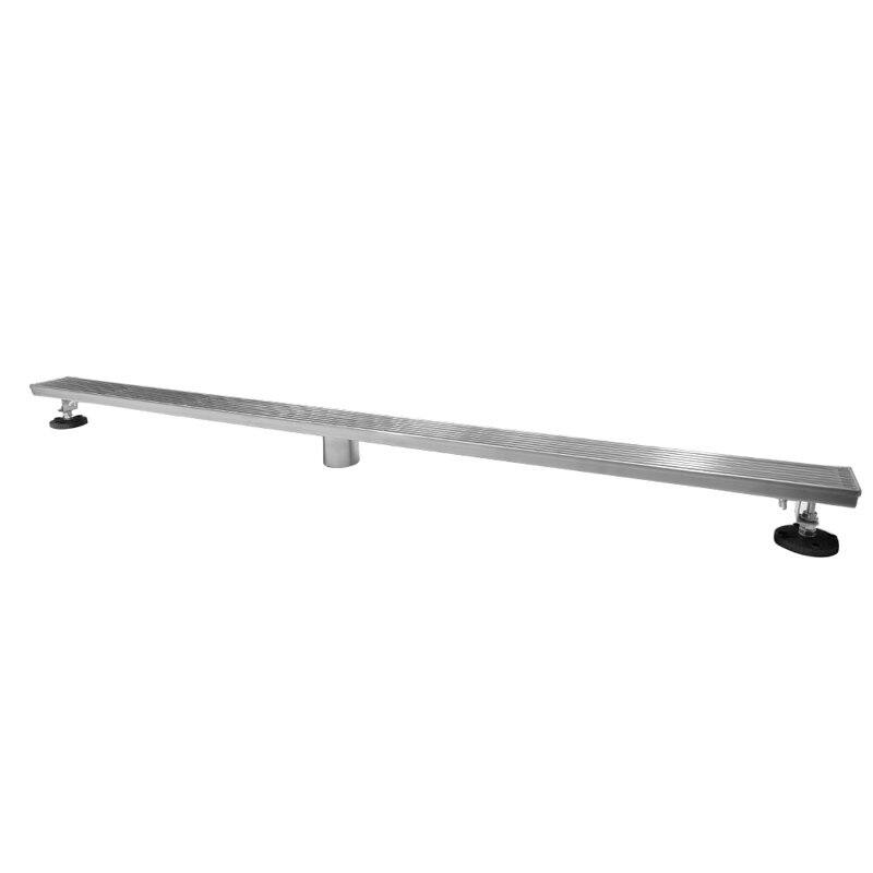 Oceanic Linear Shower Drain, Marine-grade 316 Stainless Steel, Grid Cover with Hair Strainer