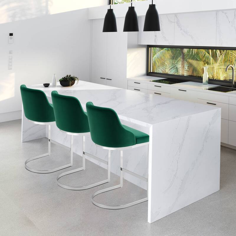25.8'' Velvet/Leather Counter Height Bar Stools, Set of 2/3 - 36.6"H x 18.9"W x 20.5"D
