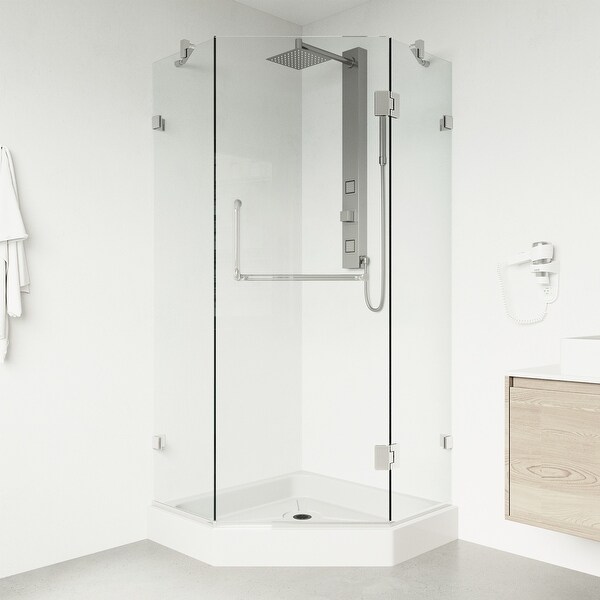 VIGO 36 x 36 Frameless Neo-angle Clear Shower Enclosure and White Base | Overstock.com Shopping 