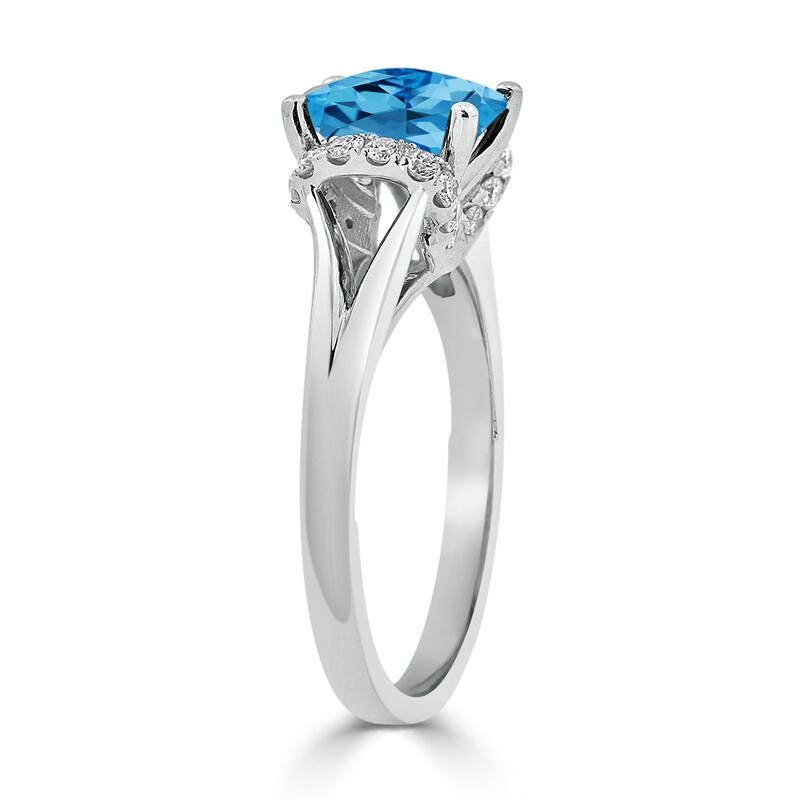 Auriya 1 3/4ct Modern Cushion-cut Swiss Blue Topaz and Diamond Engagement Ring 1/4ctw 14k Gold