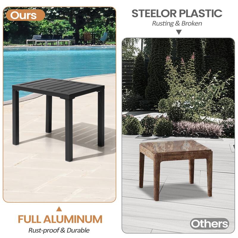 VredHom Outdoor Aluminum Patio Side Table - 18.1 in L * 13.8 in W * 15.7 in H