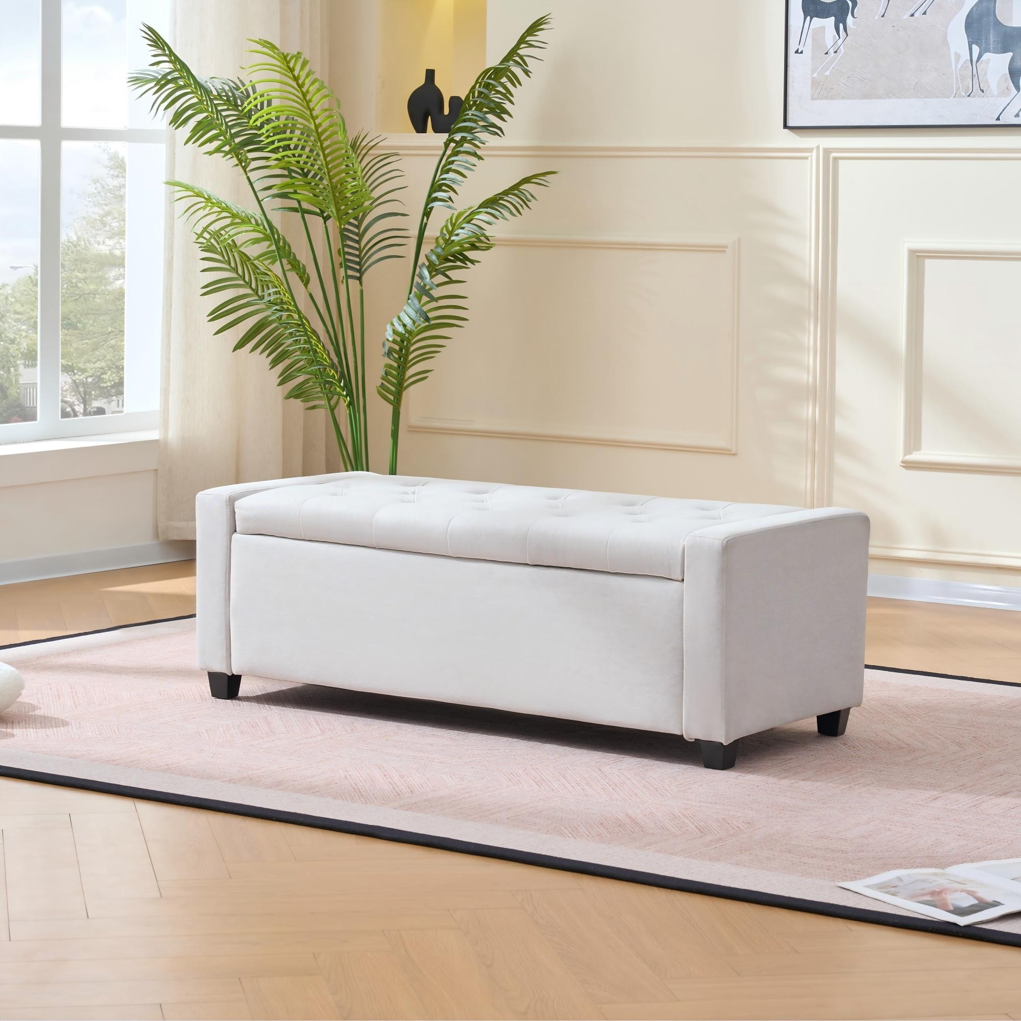 End of Bed Bench Upholstered Bench for Bedroom, Storage Bench Accent Bench Vanity Bench Indoor Bench