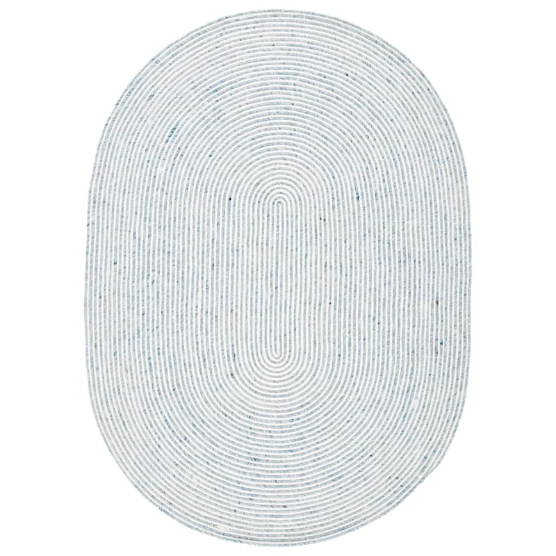 SAFAVIEH, Handmade Braided Bahrie Wool Rug - 4' x 6' Oval - Grey/Ivory