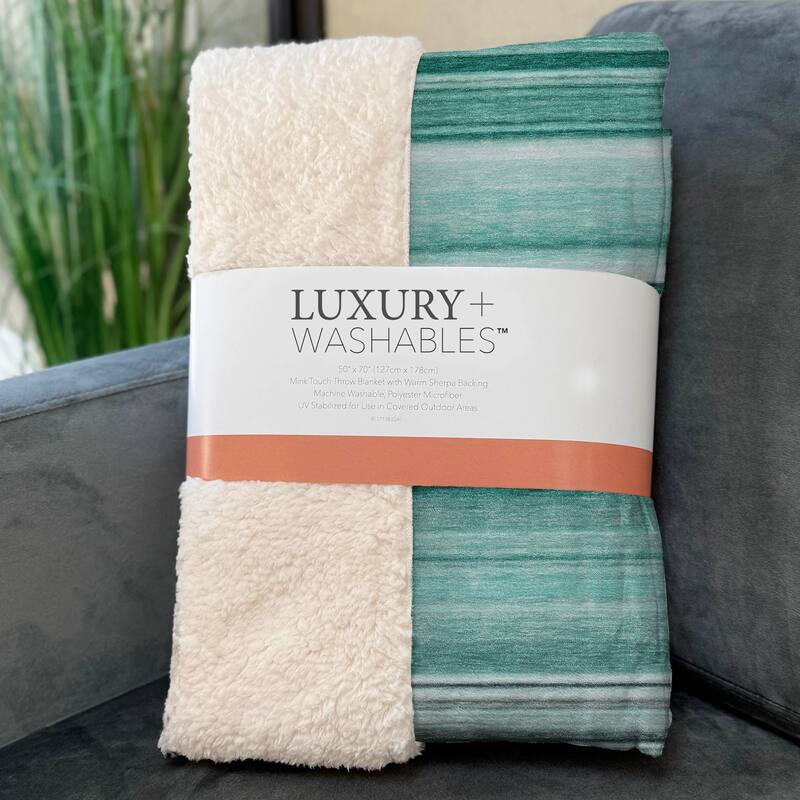 Premium Machine Washable Contemporary Stripes Sherpa Throw Blanket