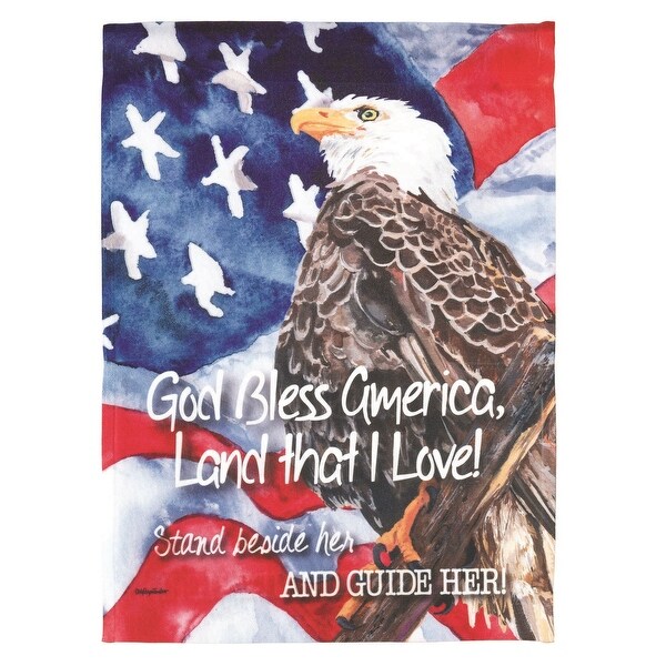 Red and White God Bless America Bald Eagle Garden Flag 30" x 44" - N/A
