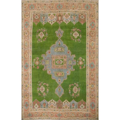 Hand Knotted Oriental 100% Wool Carpet Traditional Medallion Green Tabriz Area Rug - 13' 1'' X 9' 8''