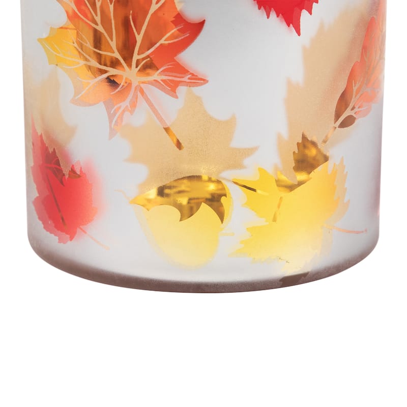 Autumn Leaves Glass Votive Candle Holder - 6"