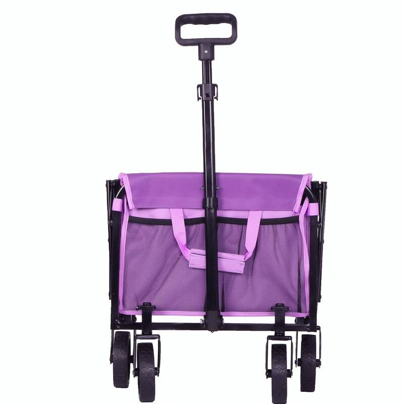Collapsible Utility Wagon with Wheels, Lightweight Folding Cart with Cup Holders