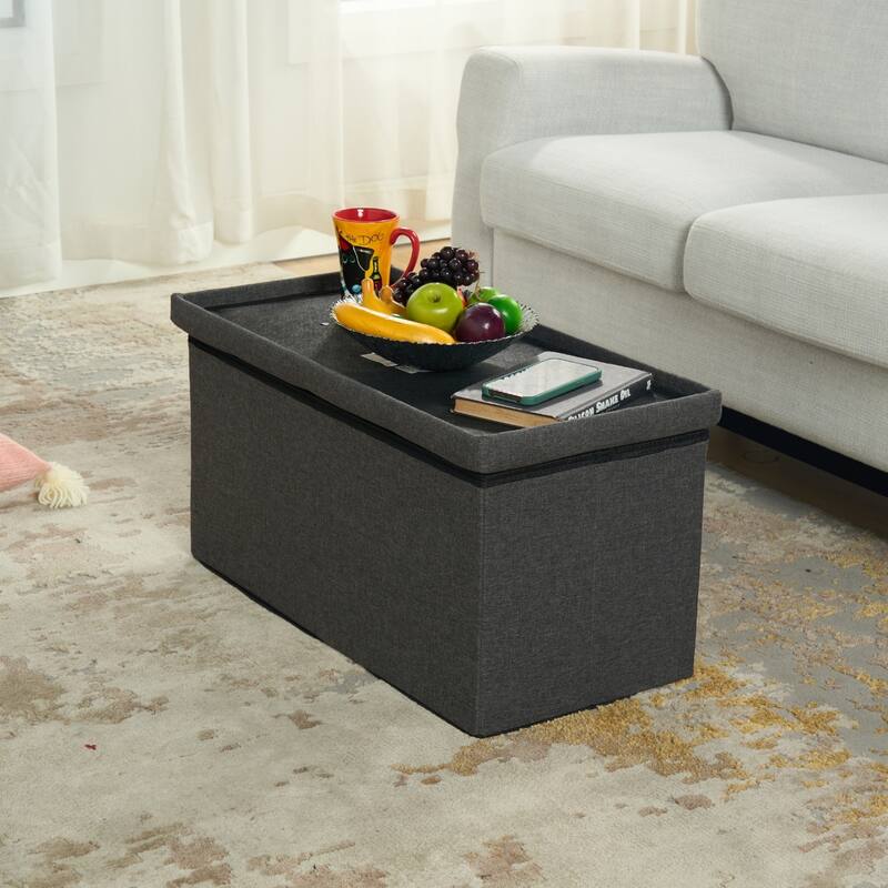 HomyLin Storage Ottoman Fabric Upholstered Tufted Foot Stool